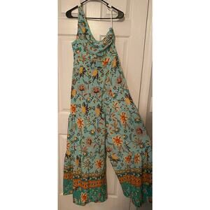 SHEIN Floral Jumpsuit in Blue and Orange